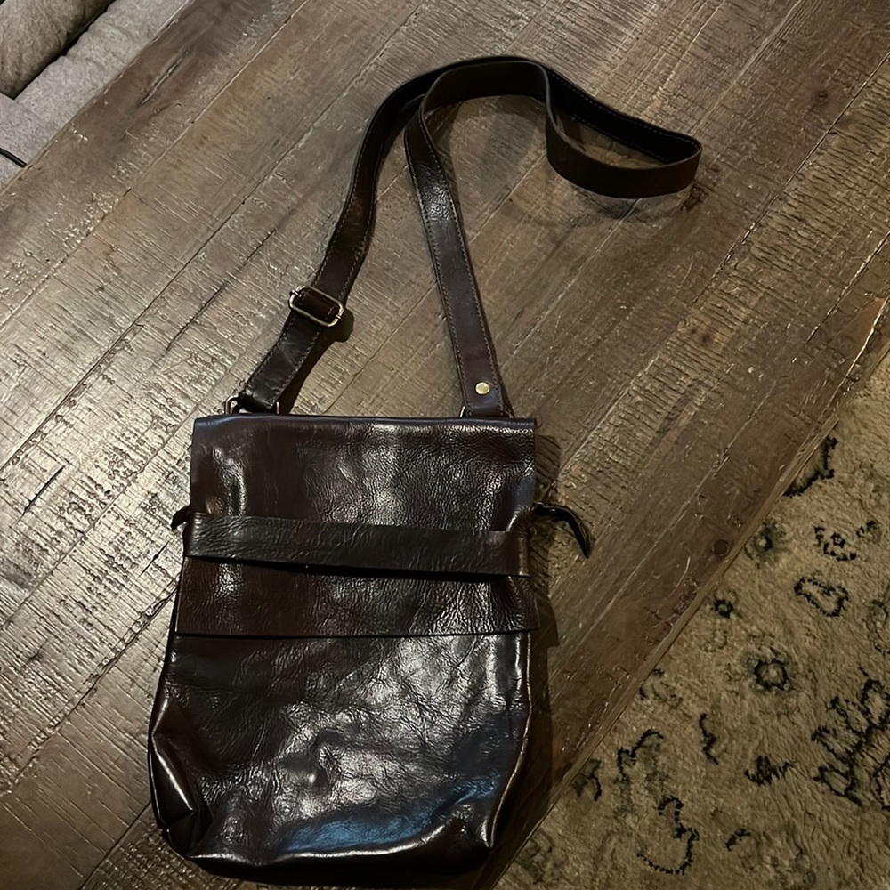 Imported Italian leather crossbody with adjustable strap